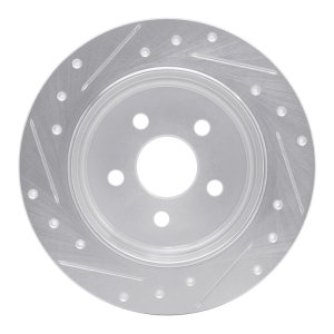 Chrysler PT Cruiser Brake Rotor (1) - Rear Right - R1 Concepts - Drilled & Slotted - Silver - `03-`10